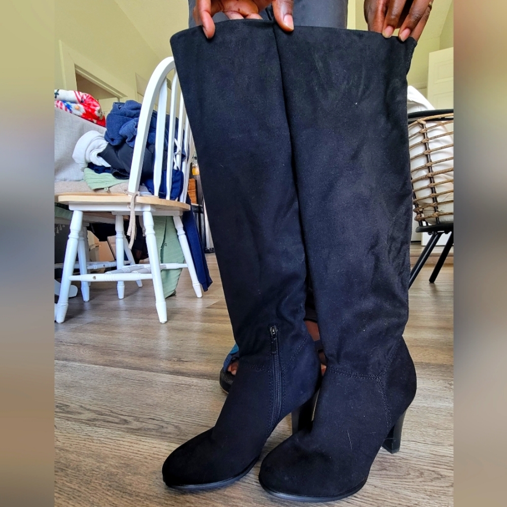 Black knee high boots